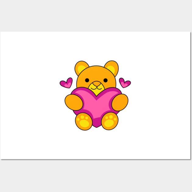 Cute Bear with Hearts Wall Art by kyokyyosei